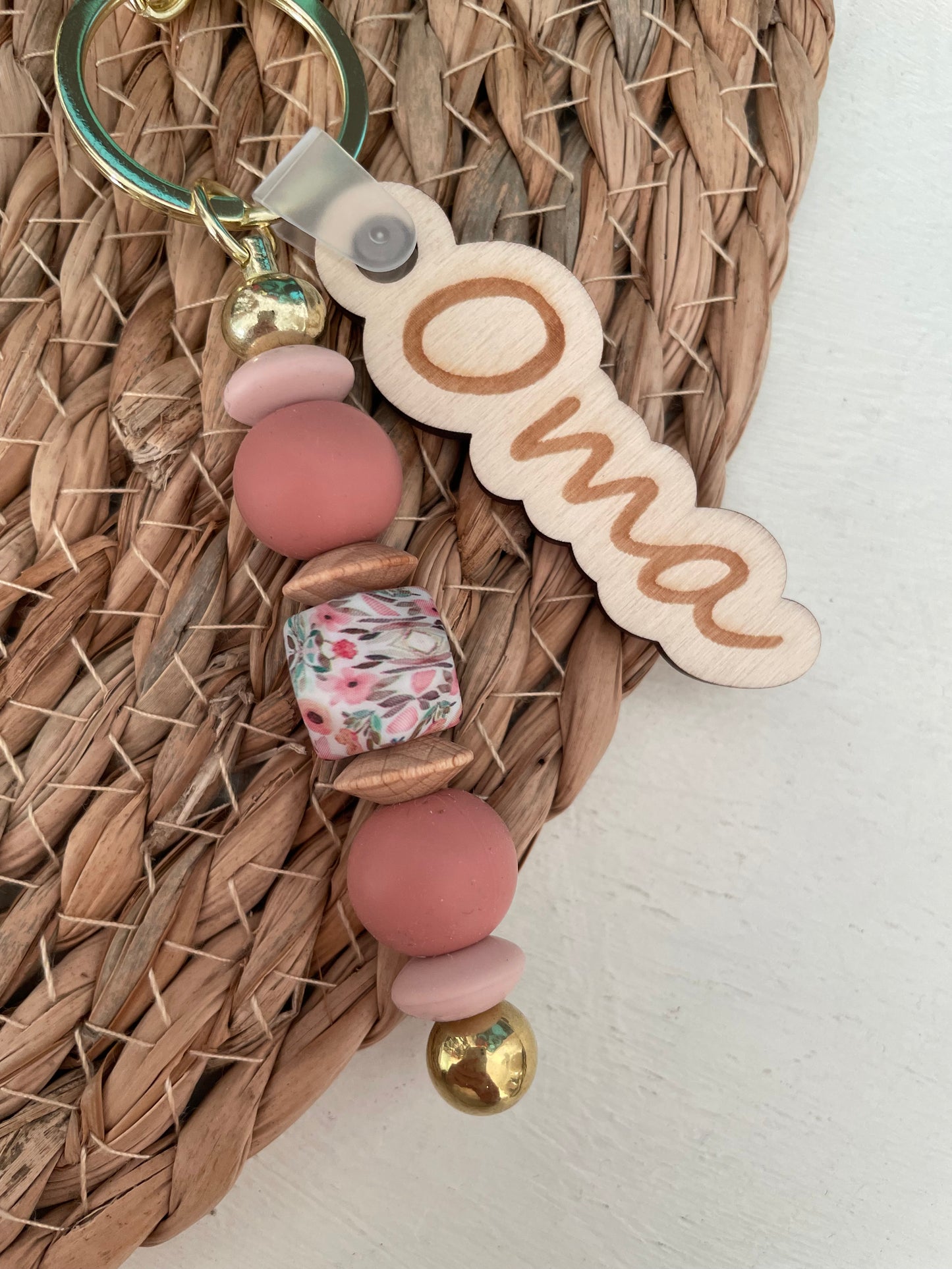 Sleutelhanger tag - Oma oud roze