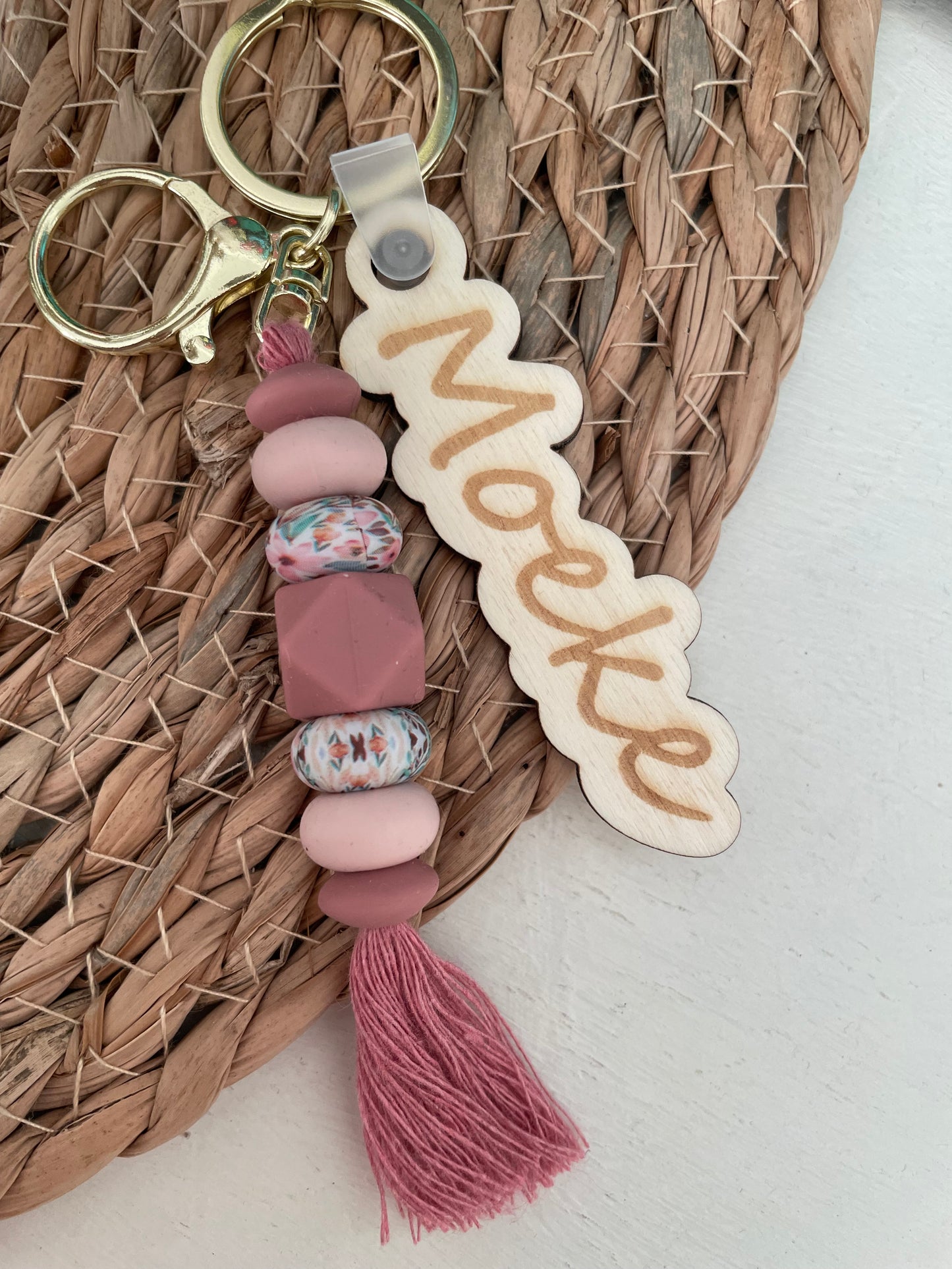 Sleutelhanger tag - Moeke kwast oud roze