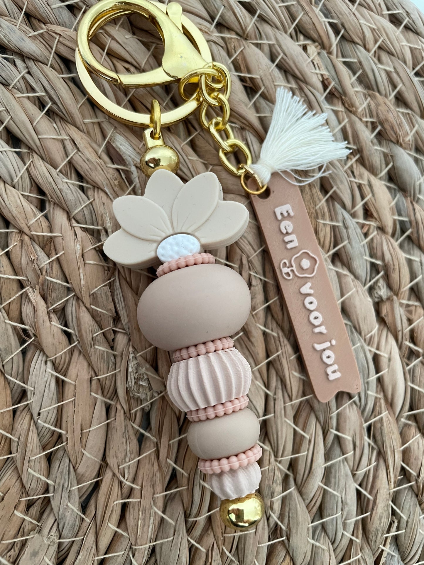 Sleutelhanger Bloem voor jou - Beige