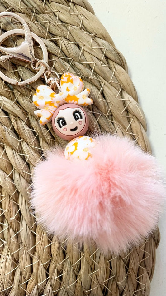 Gelukspopje met pompon - Orange summer