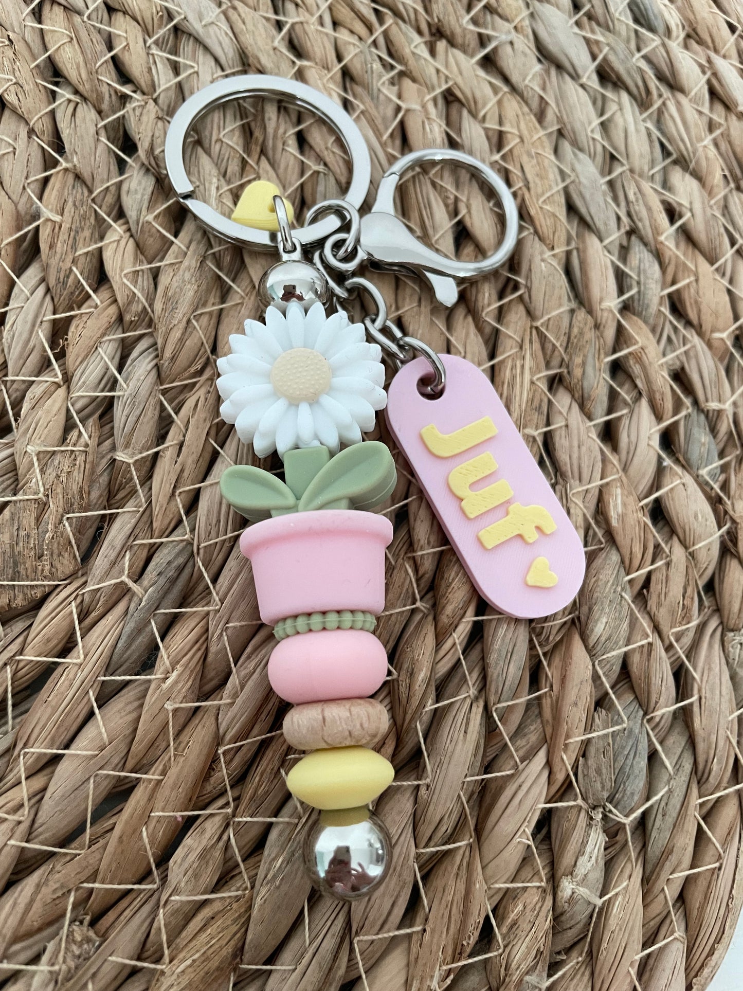 Sleutelhanger tag - Juf roze