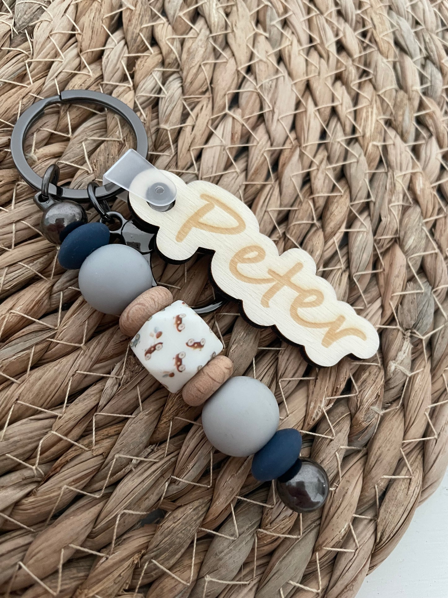 Sleutelhanger tag - Peter blauw/grijs