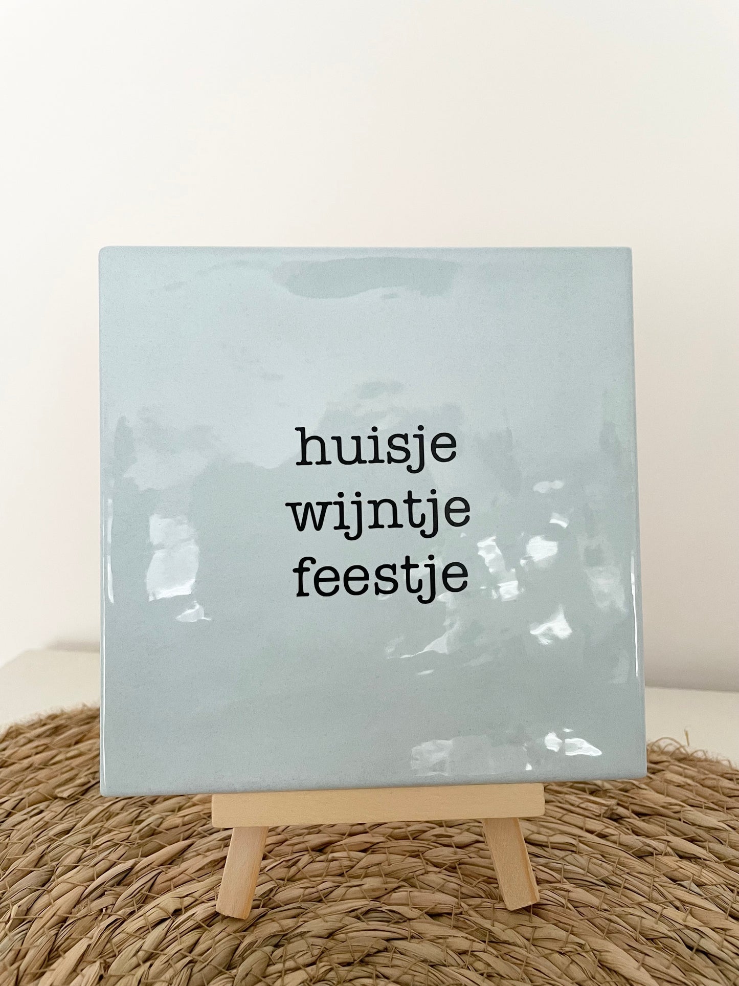 Tegeltje blauw - Huisje wijntje feestje