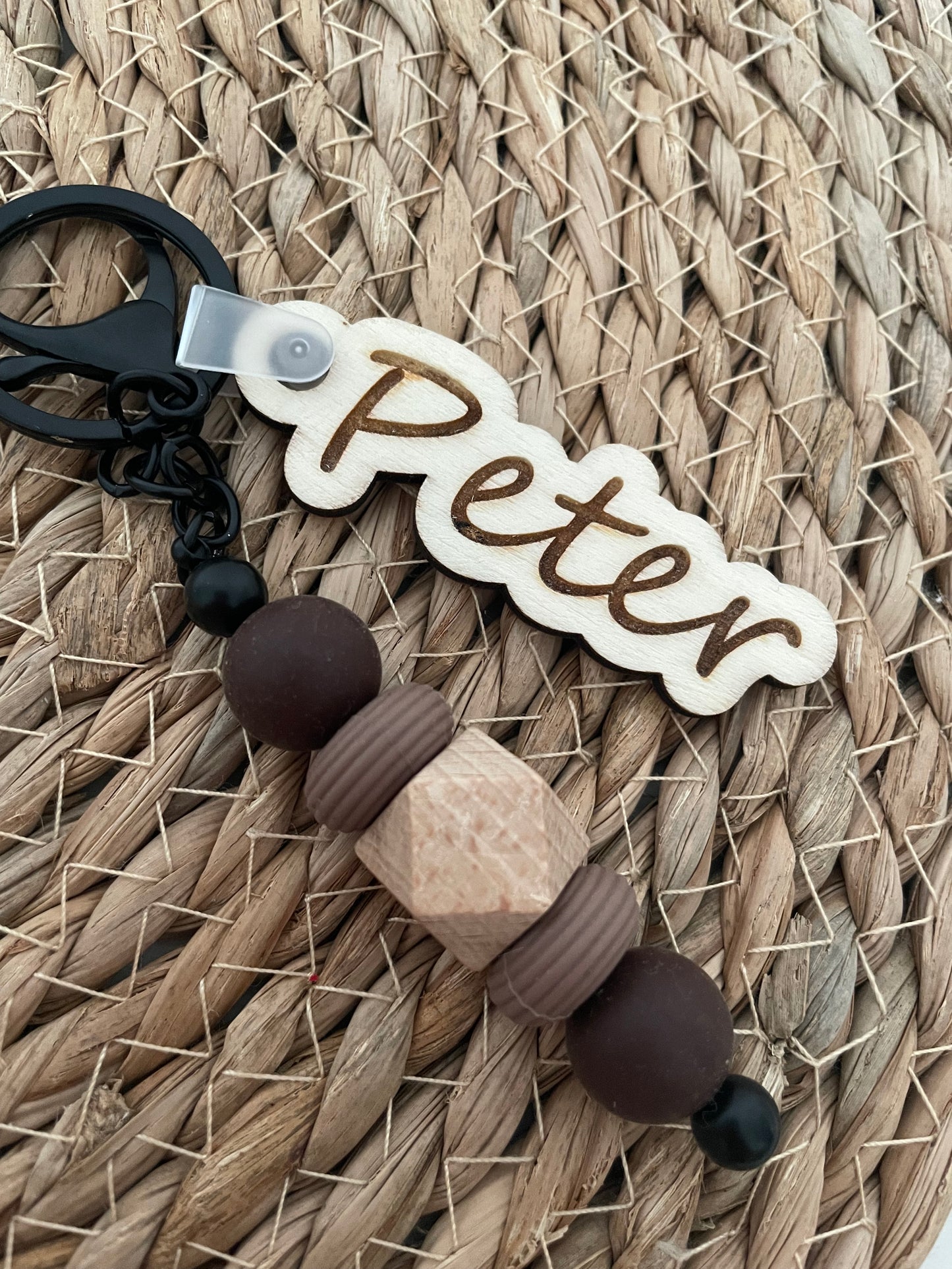 Sleutelhanger tag - Peter bruin/zwart