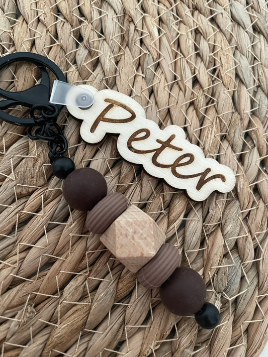 Sleutelhanger tag - Peter bruin/zwart