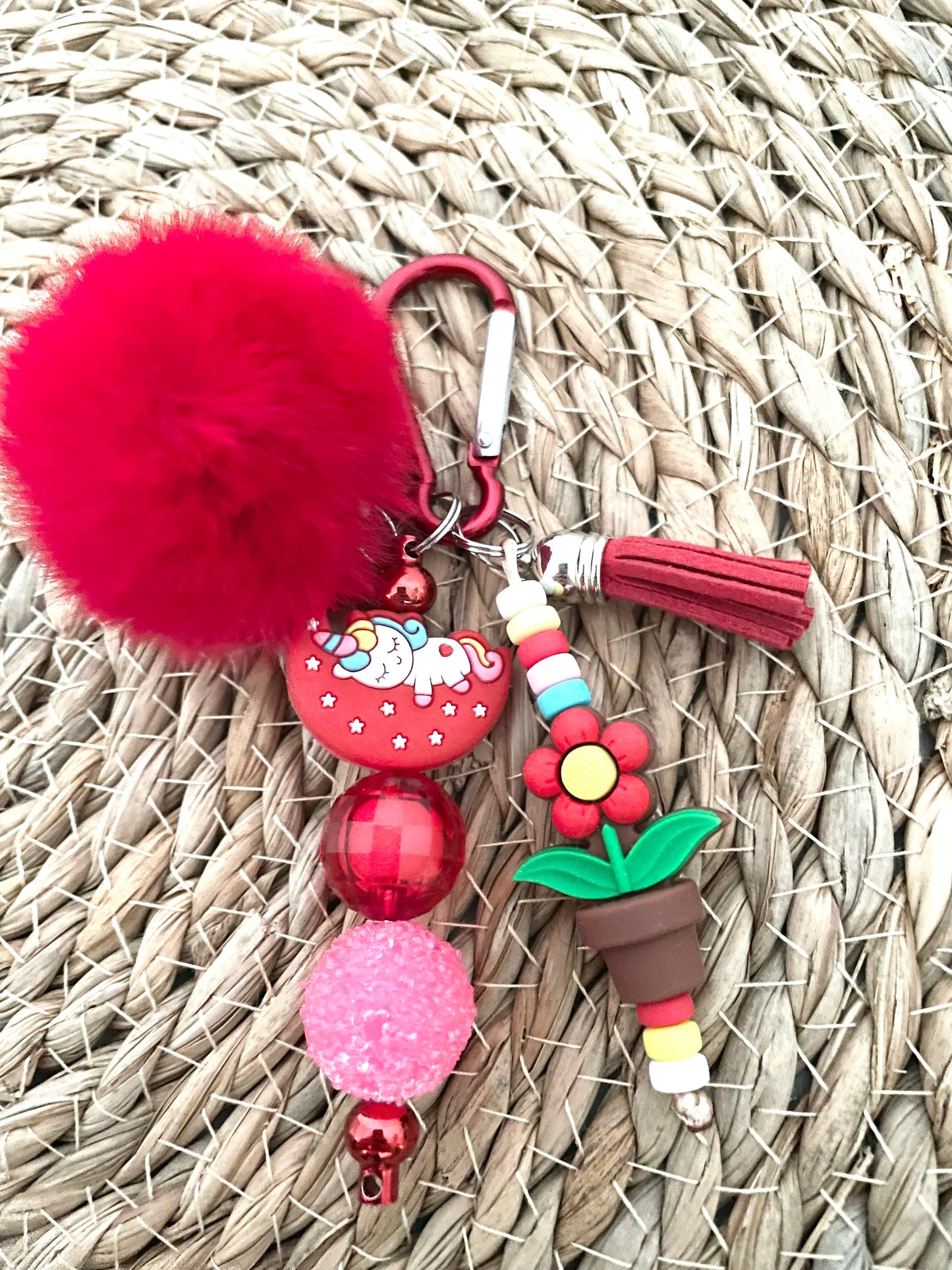 Sleutelhanger met pompon - Rood