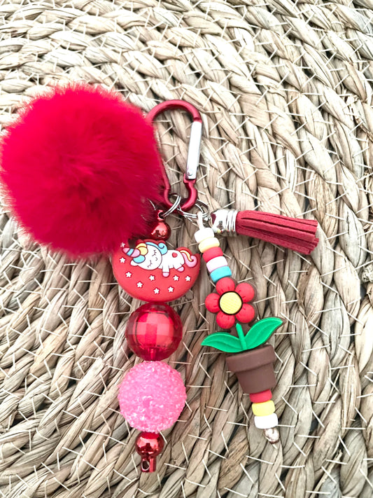 Sleutelhanger met pompon - Rood