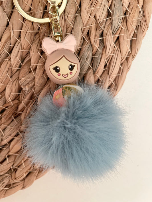 Gelukspopje met pompon - Girl blauw
