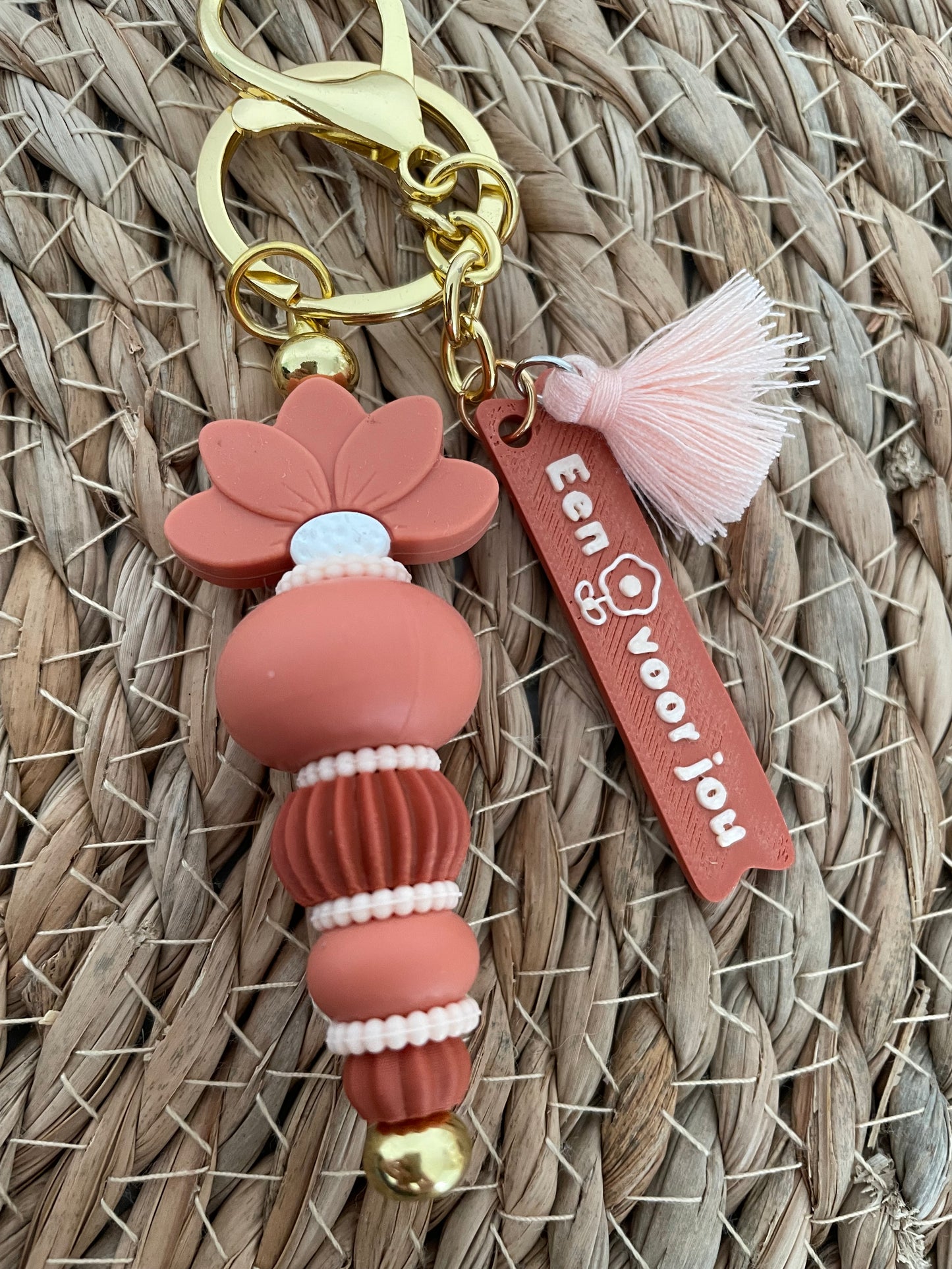 Sleutelhanger Bloem voor jou - Papaya
