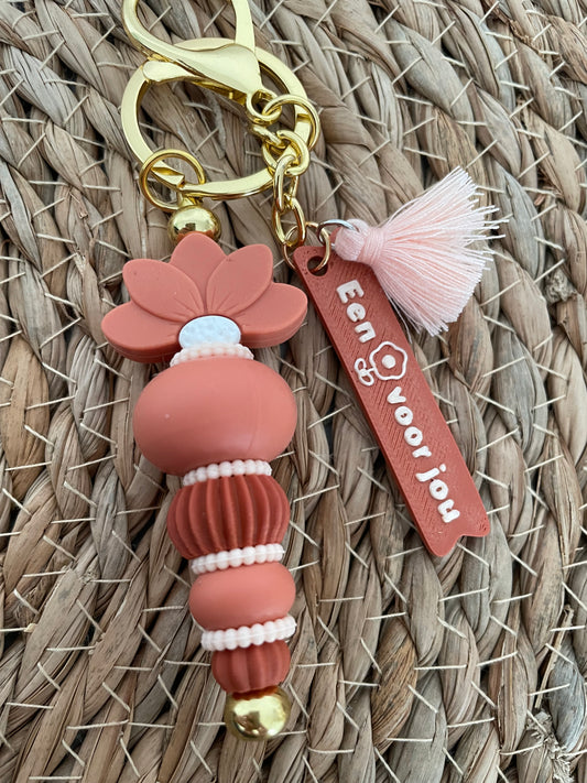 Sleutelhanger Bloem voor jou - Papaya