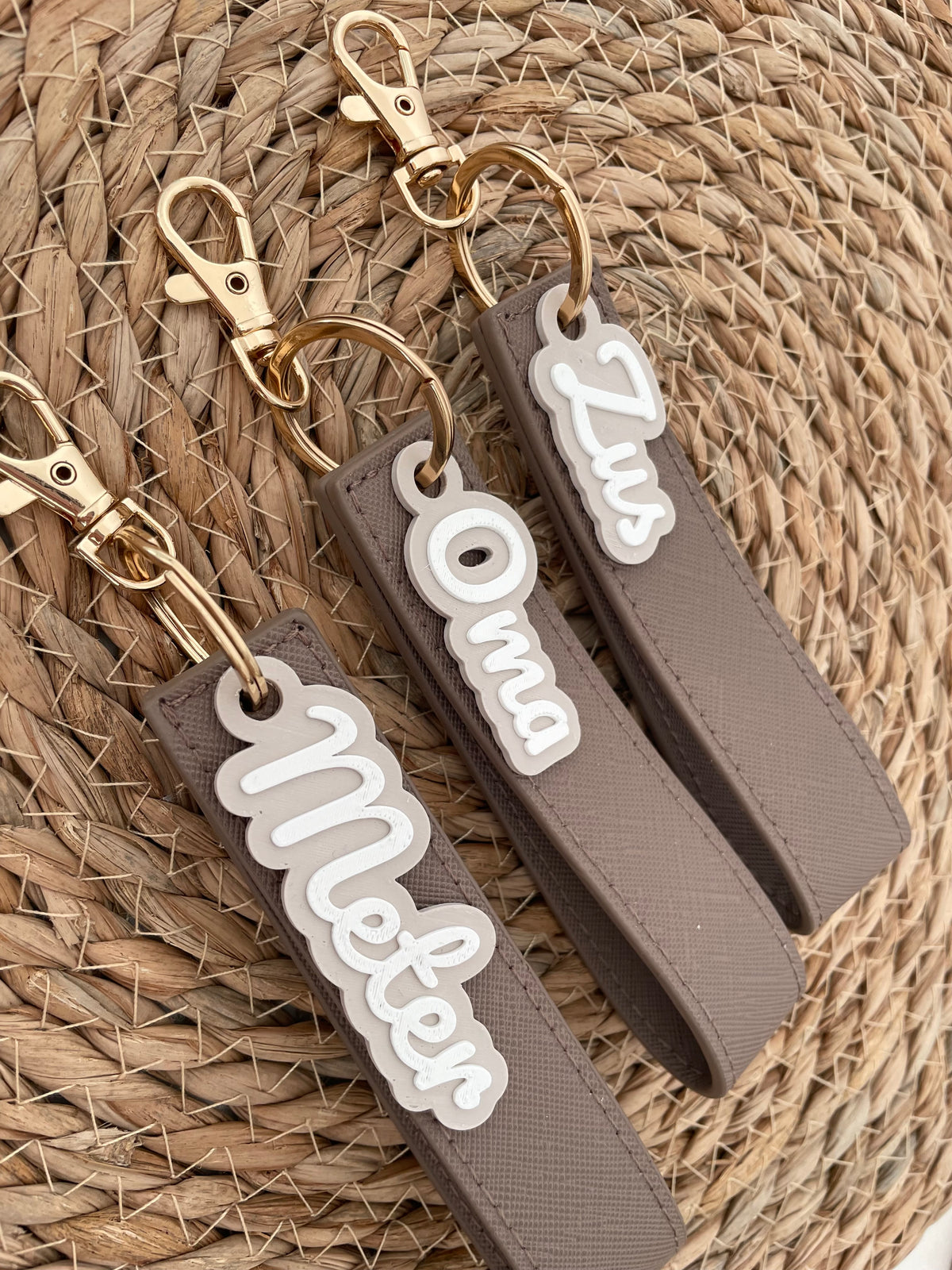 Sleutelhanger bruin met tag