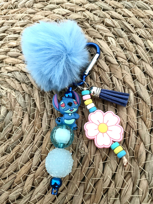 Sleutelhanger met pompon - Blauw