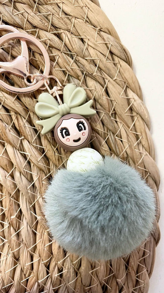 Gelukspopje met pompon - Sage