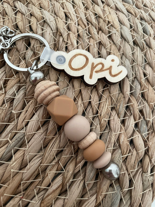 Sleutelhanger tag - Opi bruin