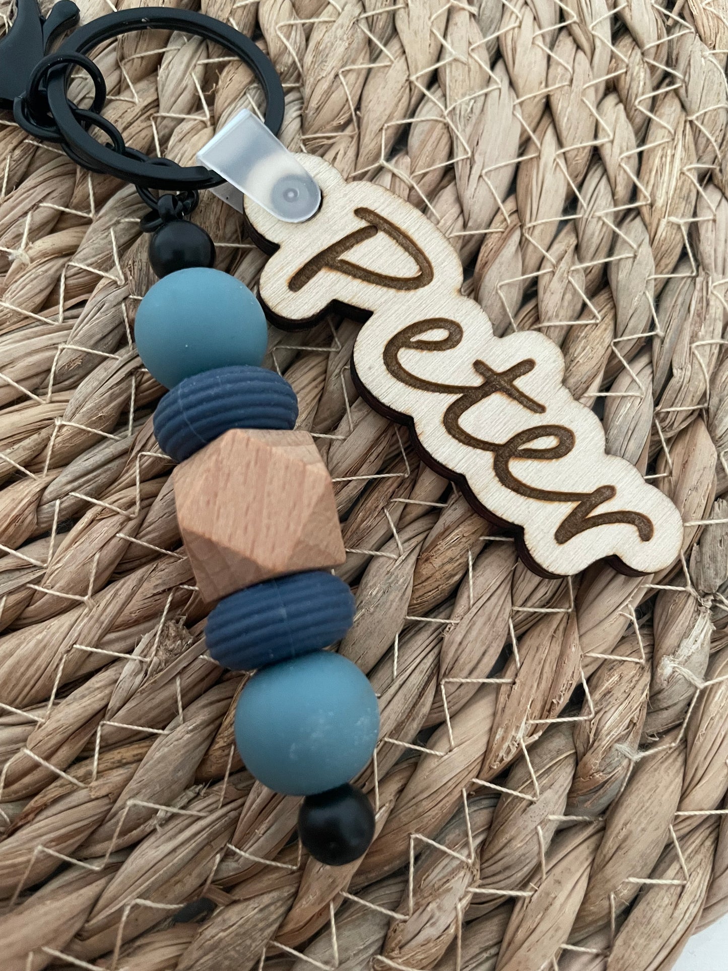 Sleutelhanger tag - Peter blauw/zwart