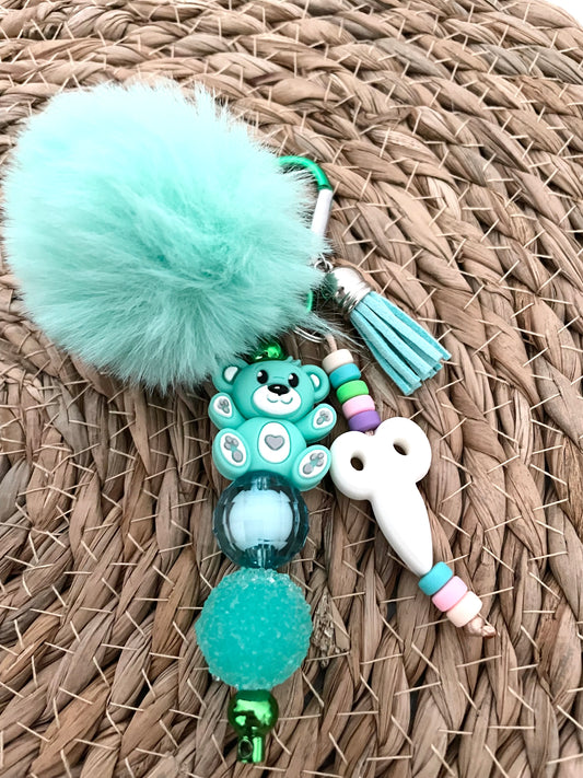 Sleutelhanger met pompon - Turquoise