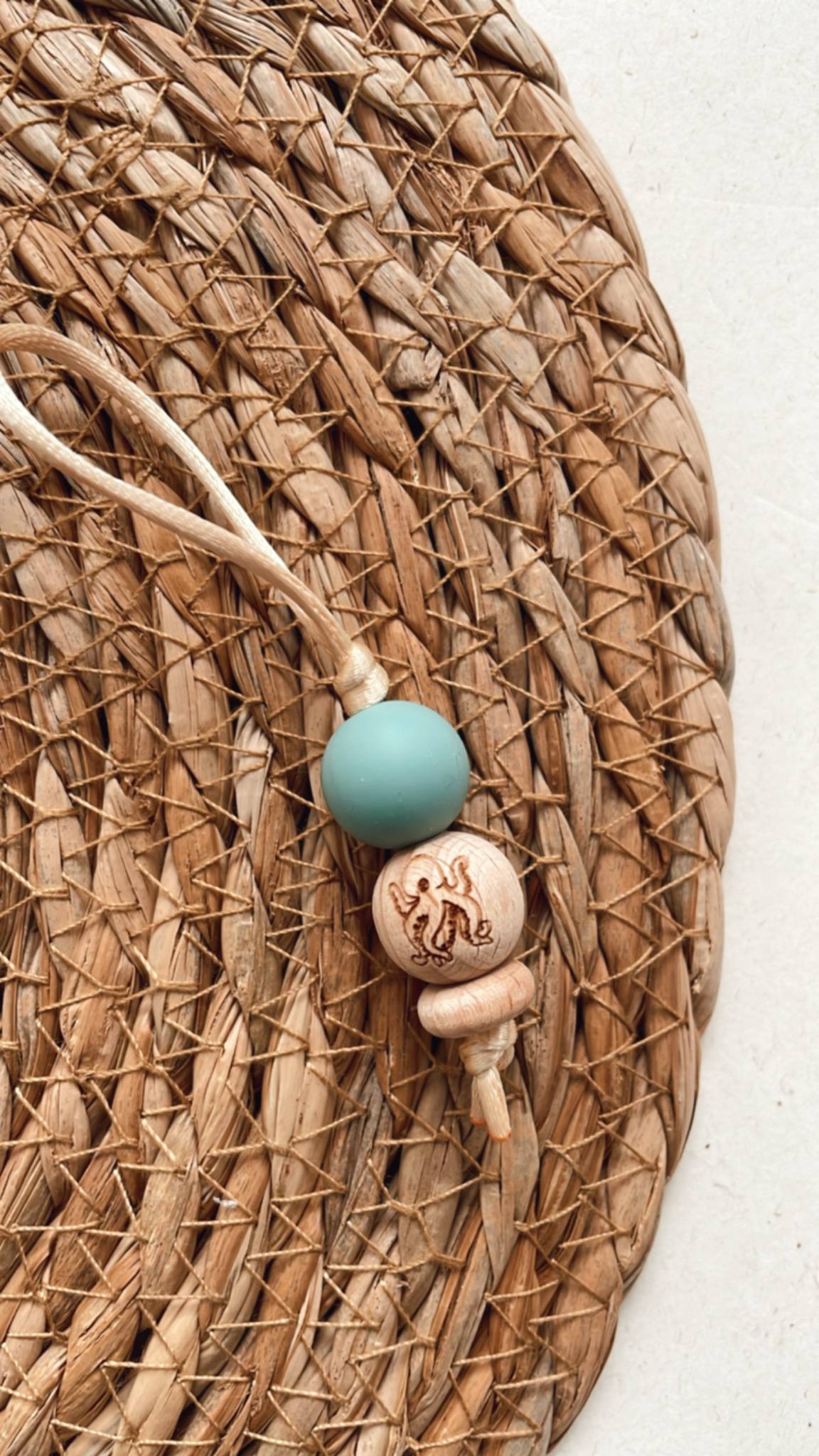 Jaszipper hout - Octopus blauw/groen