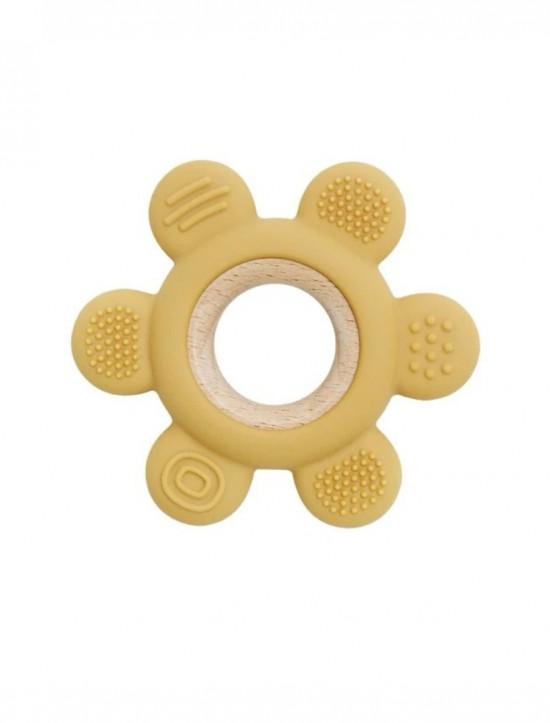 Bijtring siliconen hout oker