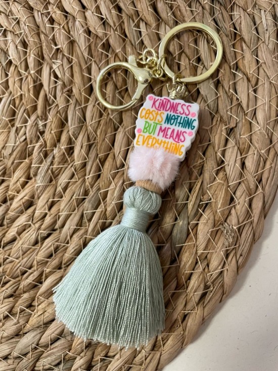 Sleutelhanger kwast groen kindness