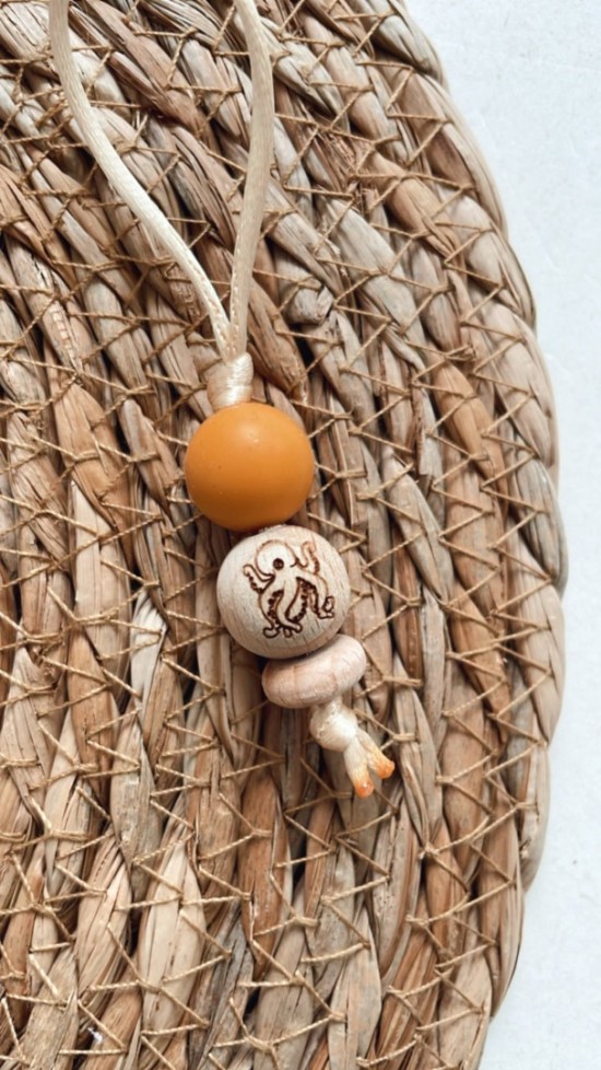 Zipper hout octopus oranje