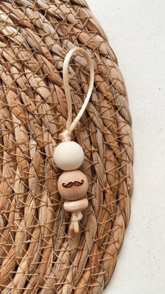 Zipper hout snor beige