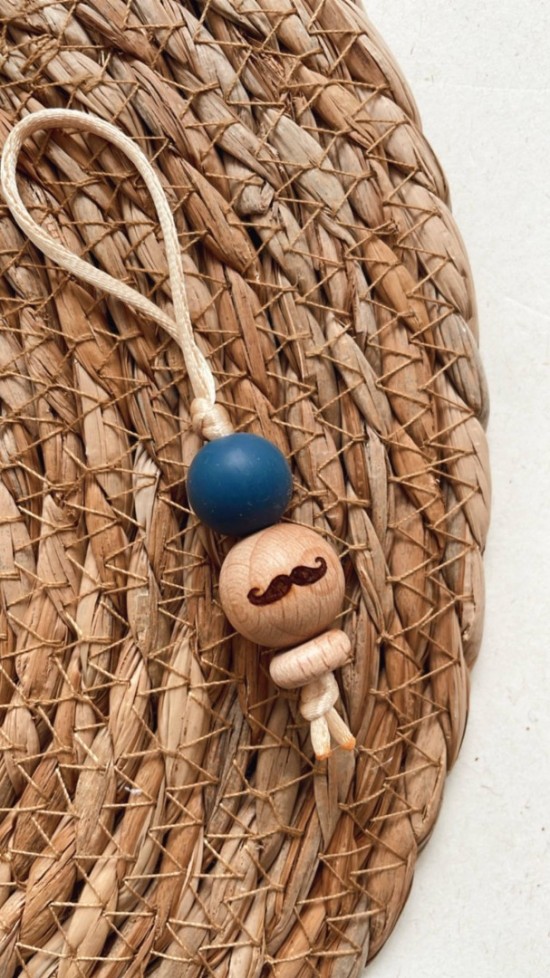 Zipper hout snor blauw